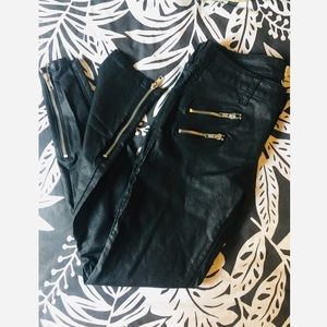 Faux leather pants.